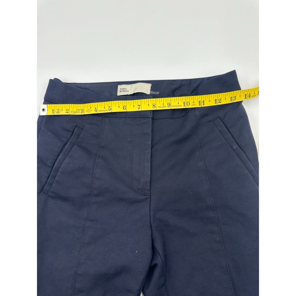Tory Burch Dress Pants Smart Casual Modern Luxury Pants Sz 0 Ankle Pant Navy - Picture 2 of 9